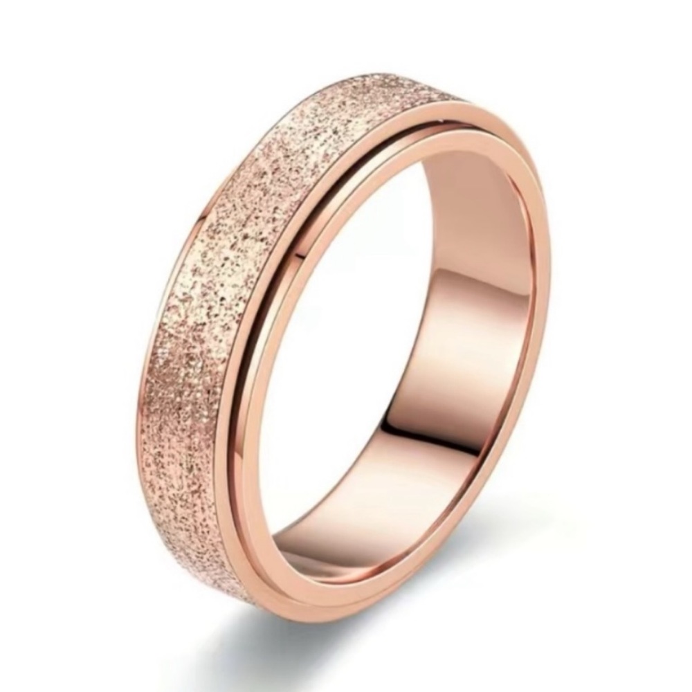 Rose Gold Sparkly Anxiety Fidget Spinner Ring - Picture 1 of 5